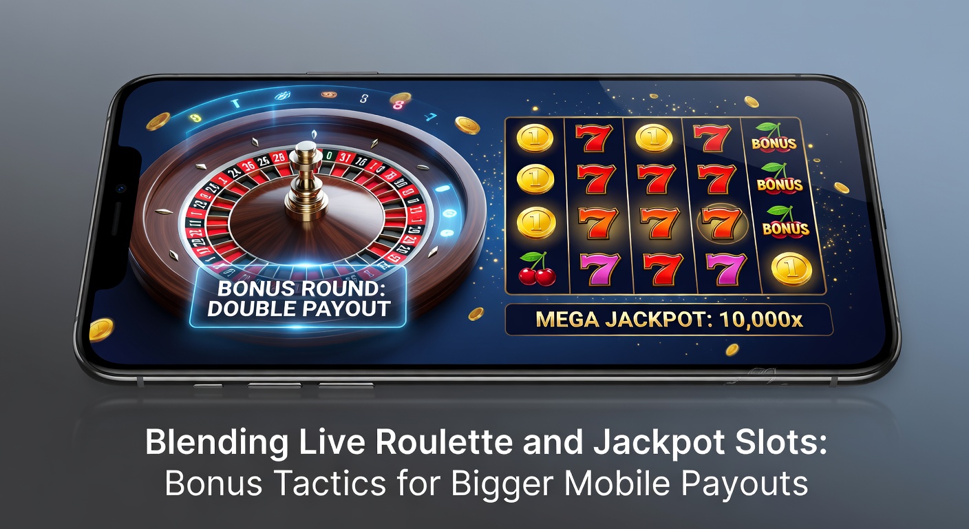 Grafik mit Bonus-Symbolen, Roulette-Rad und explodierendem Jackpot, die mobile Taktiken für höhere Payouts illustrieren