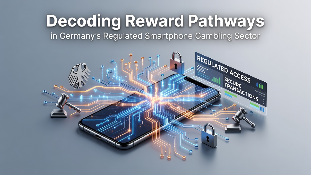 Smartphone mit regulierter Glücksspiel-App zeigt Belohnungselemente und Fortschrittsanzeigen auf dem Display