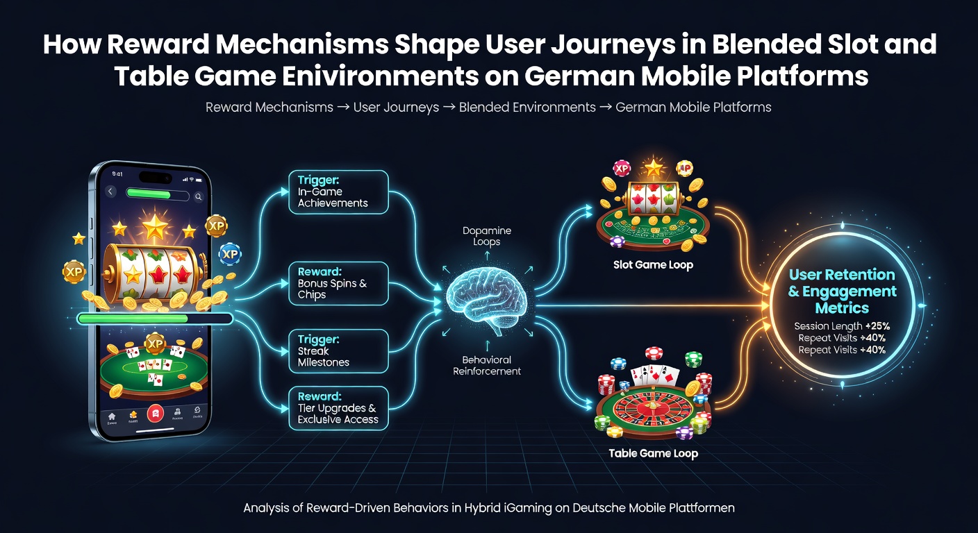Darstellung eines mobilen Interfaces mit hybriden Slot- und Tischspielelementen sowie integrierten Belohnungsanzeigen auf einem deutschen Smartphone
