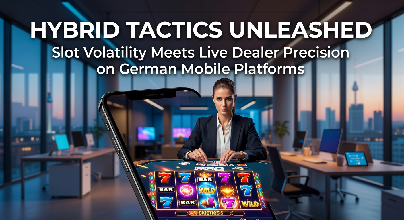 Smartphone mit laufendem Hybrid-Casino-Spiel, das Slot-Rollen und Live-Dealer-Tisch kombiniert, im typischen deutschen Design