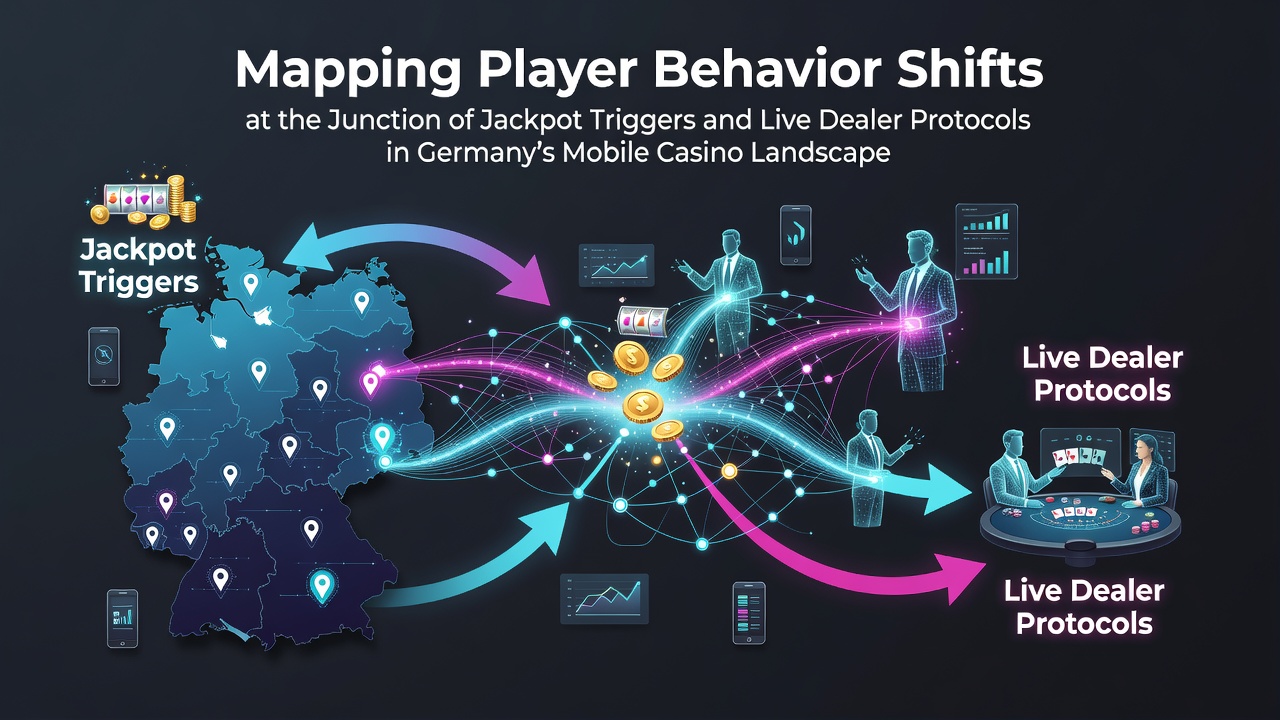 Darstellung mobiler Casino-Interfaces mit Jackpot- und Live-Dealer-Elementen in Deutschland